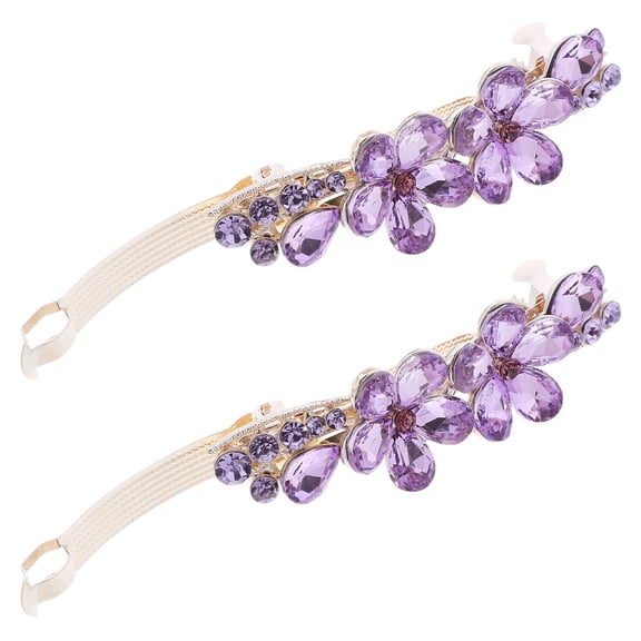 OFFIGAM Lavender Rhinestone Hair Clips for Decoration Grip and Mini Size Convenience, 2pcs