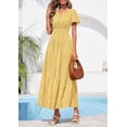 thumbnail image 3 of PRETTYGARDEN Womens Boho Maxi Dress Floral Summer Spring Short Sleeve V Neck A Line Embroidered Beach Vacation Dresses, 3 of 8