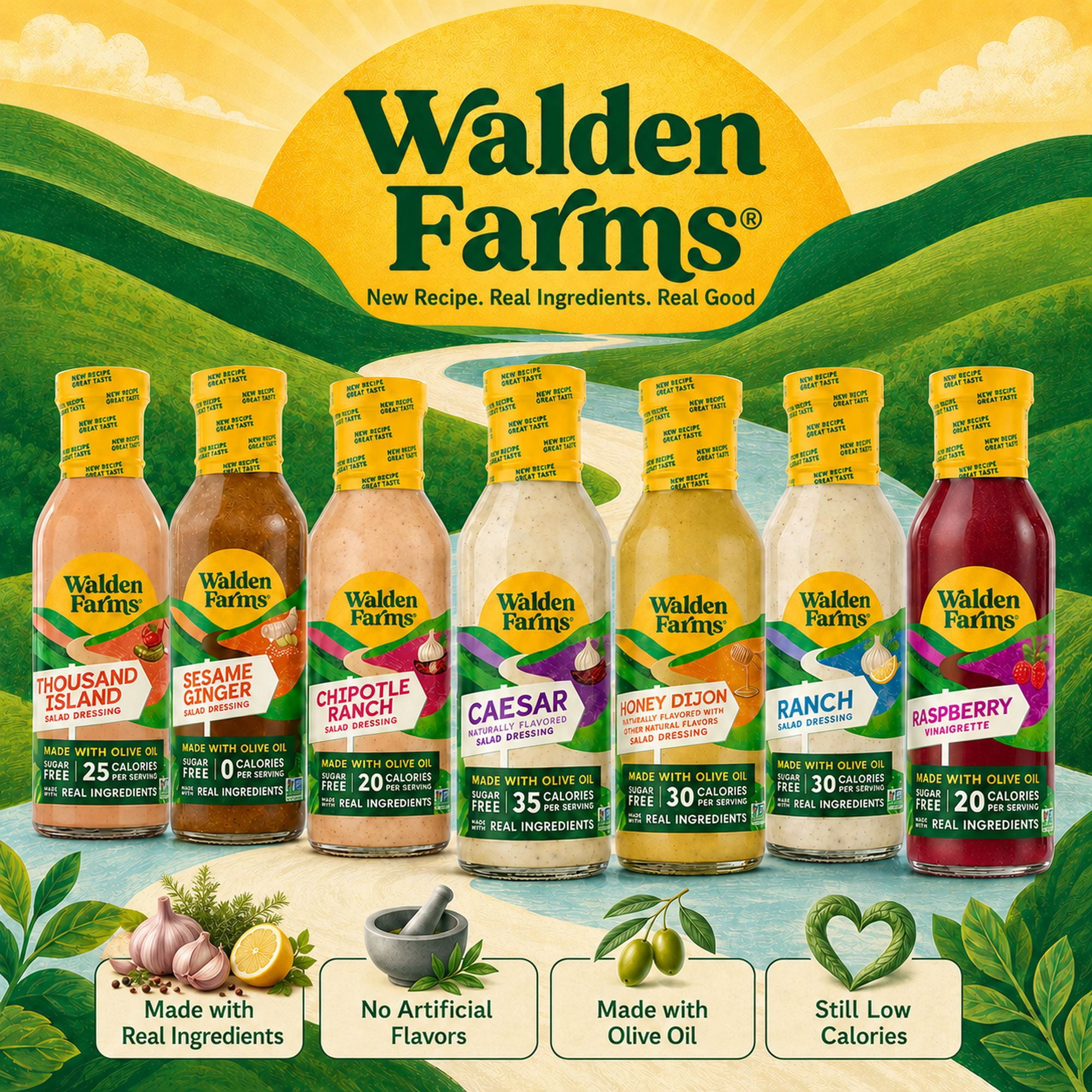 (3 pack) Walden Farms Chipotle Ranch Dressing, 12 oz. Bottle