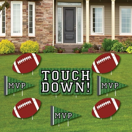 Big Dot of Happiness End Zone - Football - Yard Sign & Outdoor Lawn Decorations - Baby Shower or Birthday Party Yard Signs - Set of 8