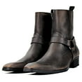 thumbnail image 3 of OSSTONE Dress Boots Chelsea Designer Boots for Men Zipper-up Leather Casual Heel Shoes JY017-Vintage Brown-7 Vintage Brown, 3 of 6