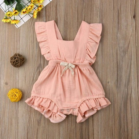 

One opening New 11Colors Newborn Baby Girl Ruffle Solid Romper Jumpsuit Outfit Summer Clothes