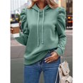 thumbnail image 4 of Sudadera con Capucha de Larga Abullonada y Cordón Ajustable para Mujer, Estilo Informal, para Otoño e Invierno Cian M, 4 of 8