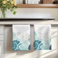 thumbnail image 7 of Coastal Coral Kitchen Towels Set of 3, Ocean Starfish Beach Conch Turquoise Marine Life Absorbent Dish Towels for Kitchen, Microfiber Hand Towel, Quick Drying Tea Towel for Cleaning Dishcloths, 7 of 7