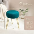 thumbnail image 2 of Vanity Stool, Teal Vanity Stools for Makeup Room, Round Ottoman Foot Stool, Velvet Footrest Vanity Chair for Bathroom Vanity, Bedroom, Living Room, Entryway, Offices, 2 of 14