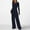Dark Blue, variant on Outfits Set for Women Fall Sets for Women Clothing Solid Color Pocket Leg Pants Fashion Two Piece Set Round Neck Top Shirt Set Suit my orders placed