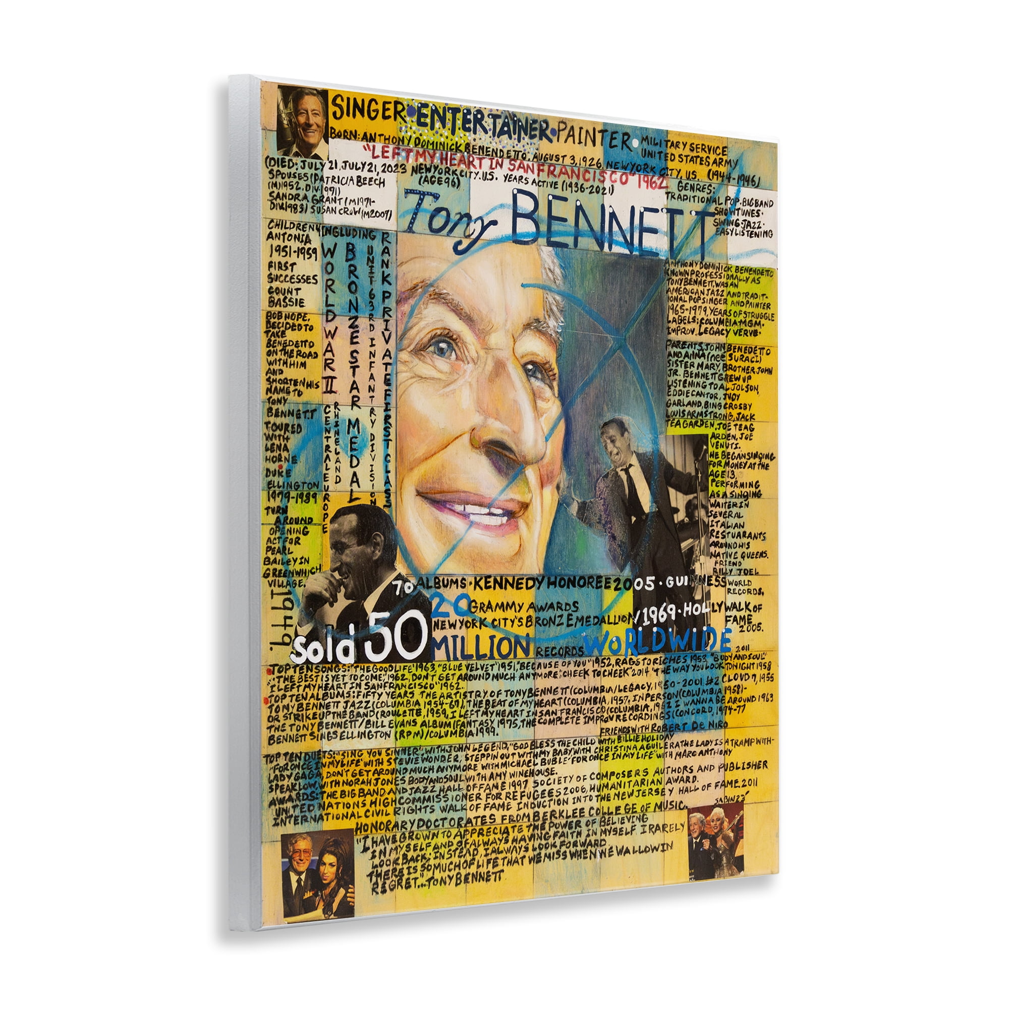 Stupell Industries Tony Bennett Collage People Drawing Unframed Art Print Wall Art, 11 x 14