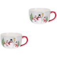 thumbnail image 2 of JUNWELL 2pcs Ceramic Cereal Cup Christmas Mug Christmas Breakfast Cup Christmas Gift Mug Soup Cup, 2 of 6