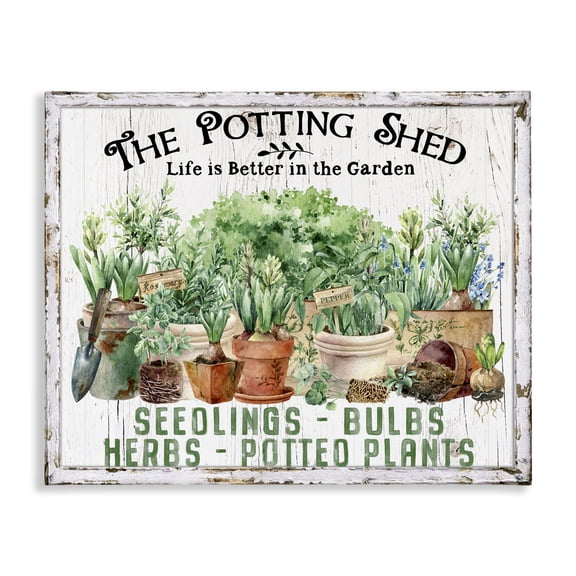 Stupell Industries Farmhouse Potting Shed Plants & Flowers Painting Wrapped Canvas Art Print Wall Art, 20 x 16