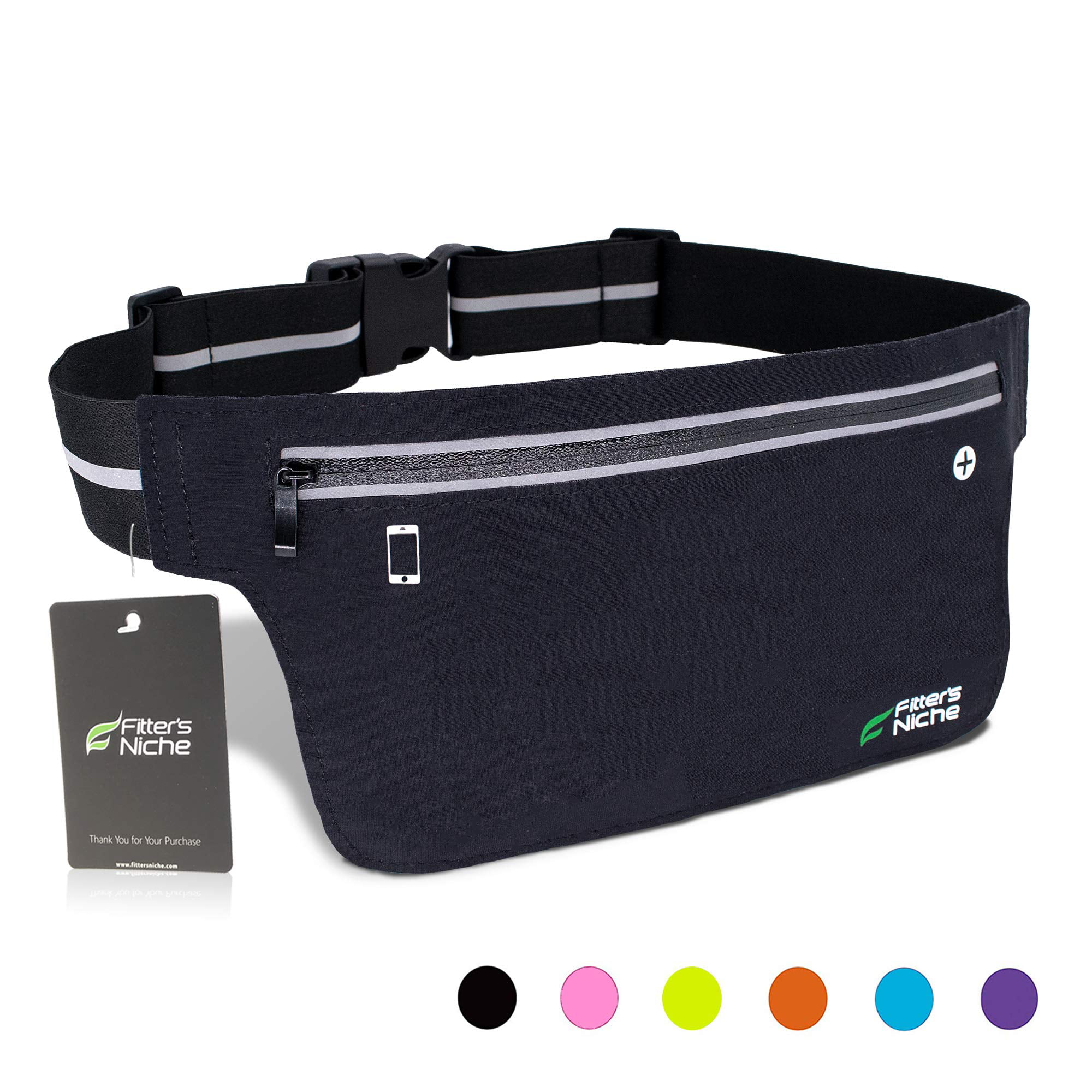 fitters niche Ultra Slim Fanny Waist Pack Running Belt Water Resistant Lightweight Bounce Free Fitness Workout Exercise Pouch Bag for iPhone Xs 8 Samsung Note in Biking Walking Hiking Gym Sports 