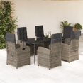 thumbnail image 1 of vidaXL 7 Piece Garden Dining Set with Cushions Grey Poly Rattan, 1 of 5