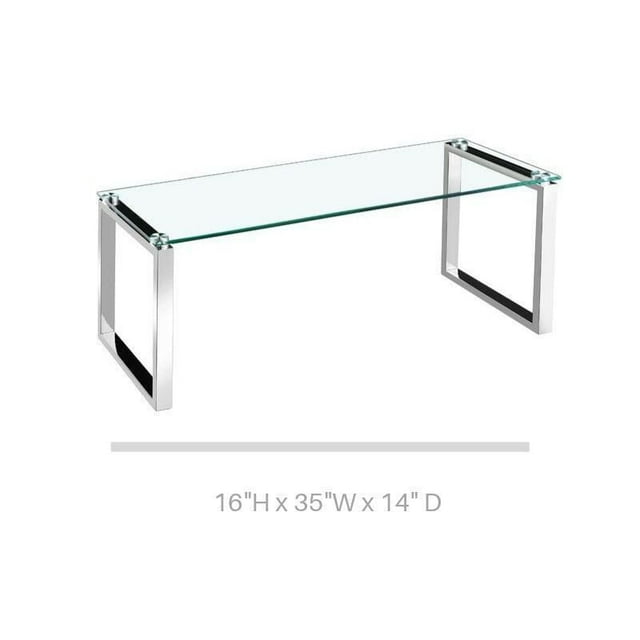 Gyna Large Coffee Table – Elegant Glass Top with Shiny Chrome Legs, Modern Design