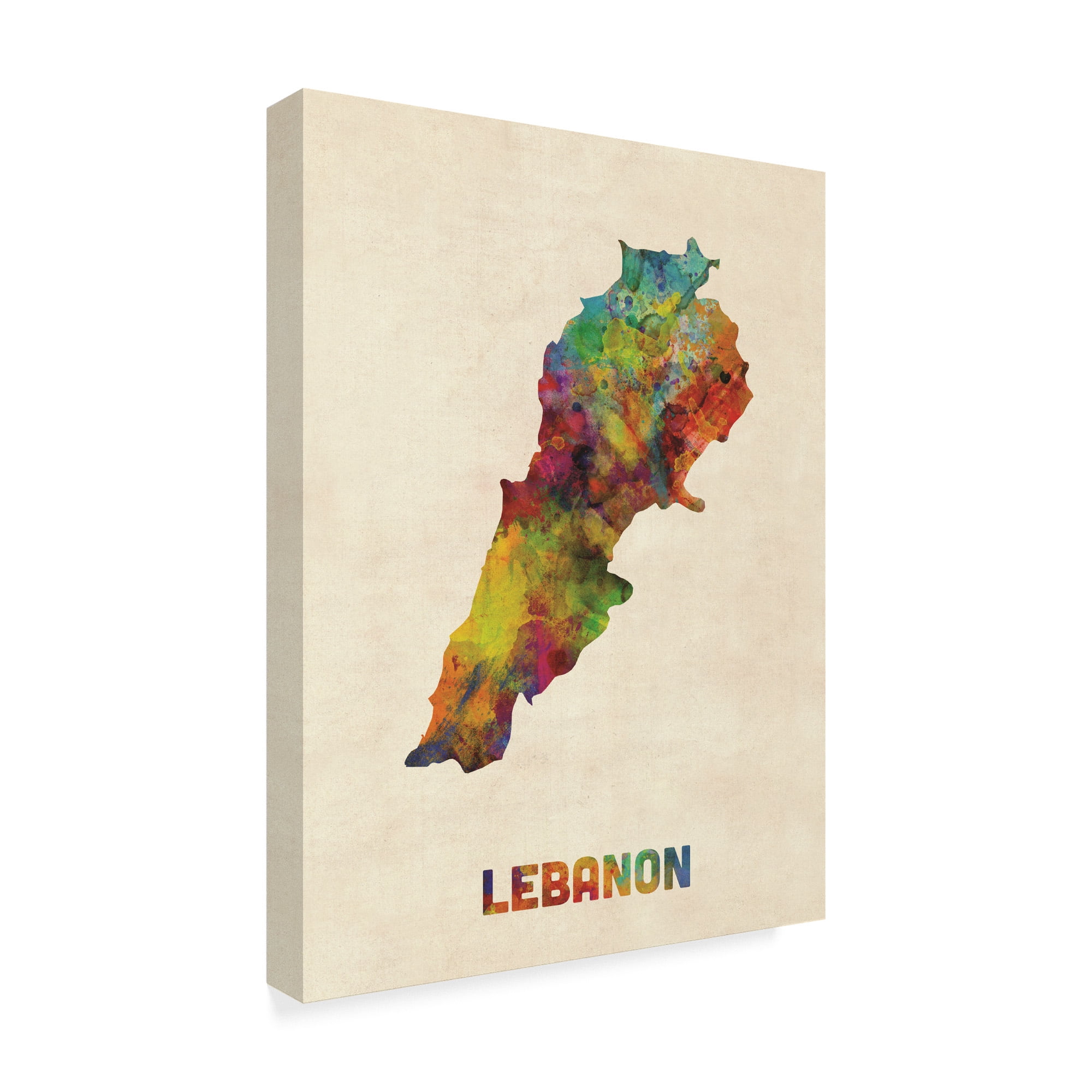 Trademark Fine Art 'Lebanon Watercolor Map' Canvas Art by Michael Tompsett