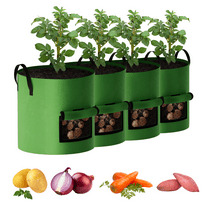 4-Pack 10 Gallon Grow Bags Heavy Duty Thickened Nonwoven Fabric Pots with Durable Handles, Green