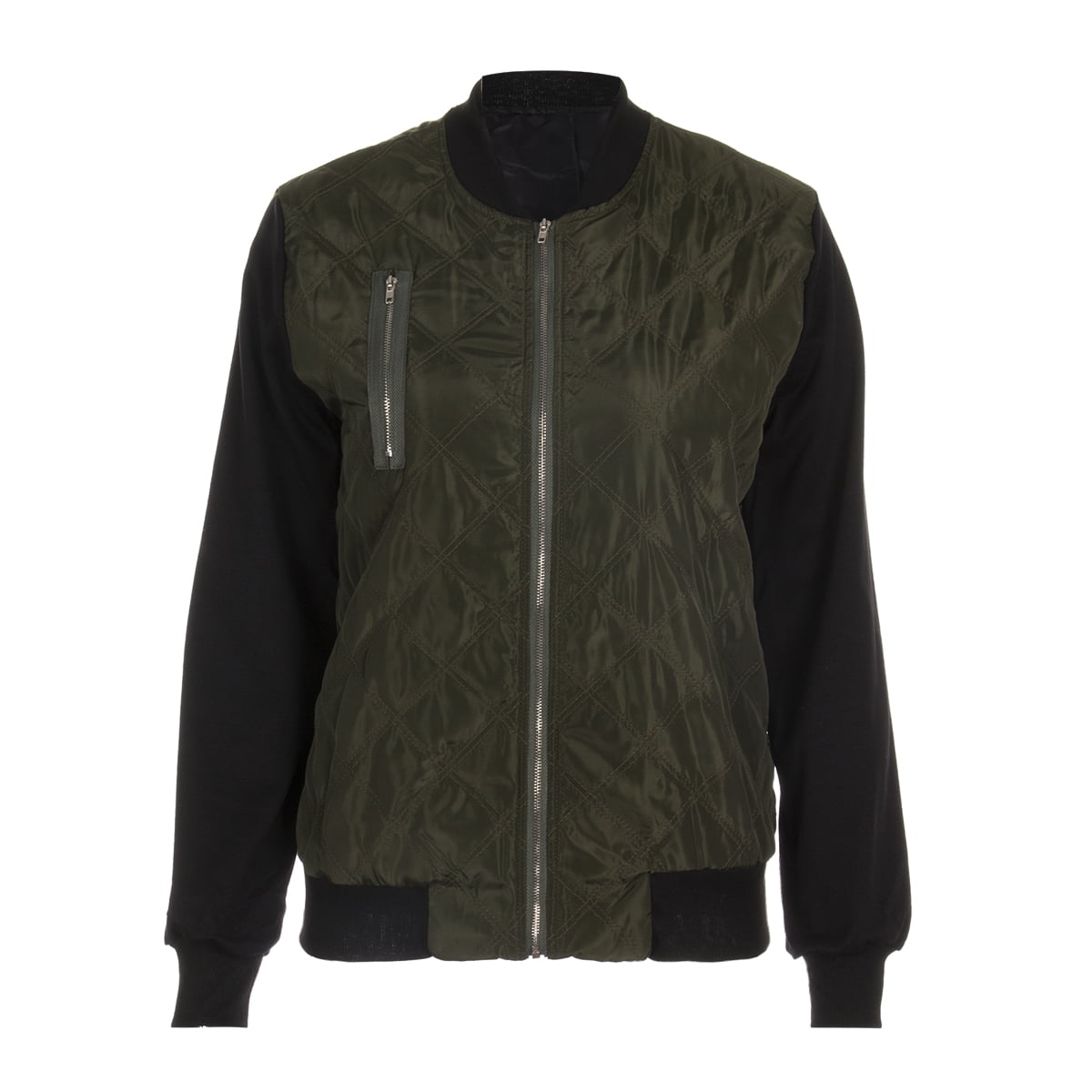 Women’s Woven Fabric Zip-Up Bomber Jacket with Ribbed Hem main image 0