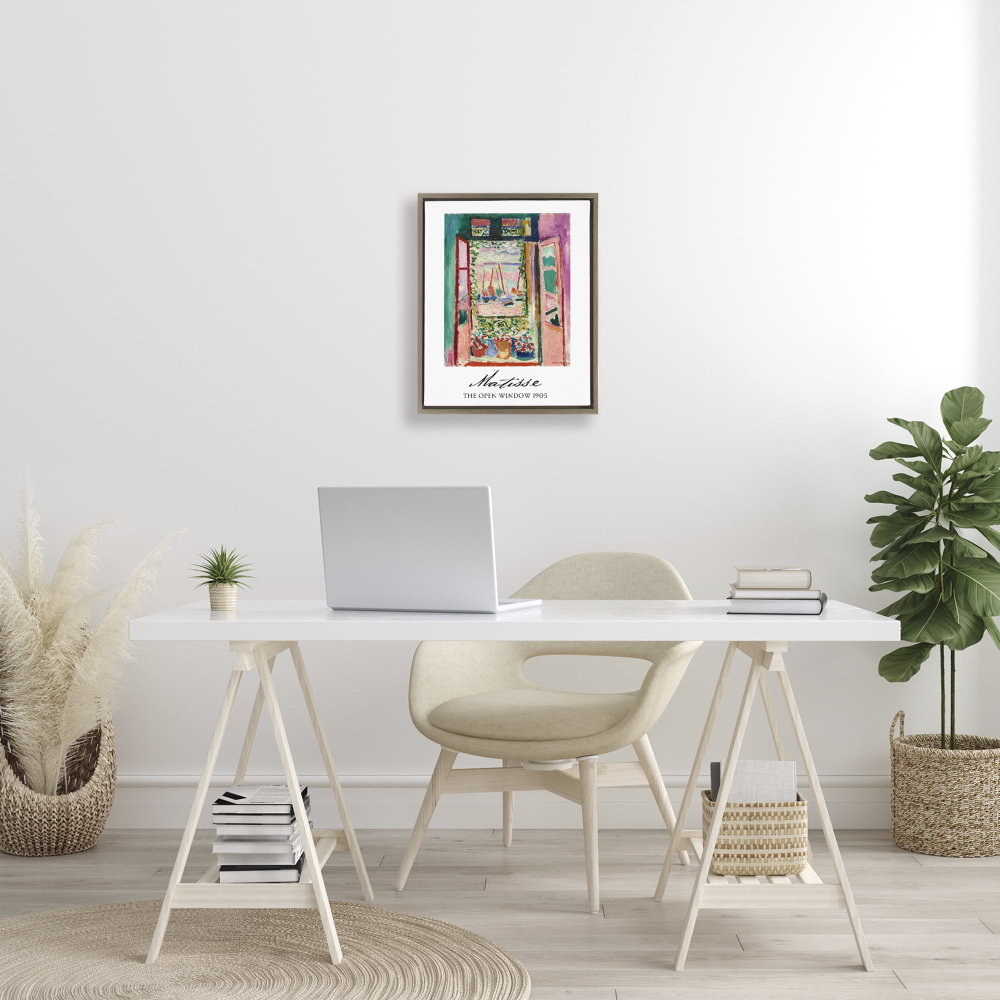 The Open Window Matisse Brown Framed Floater Canvas Wall Art, design by Vintage Hustle