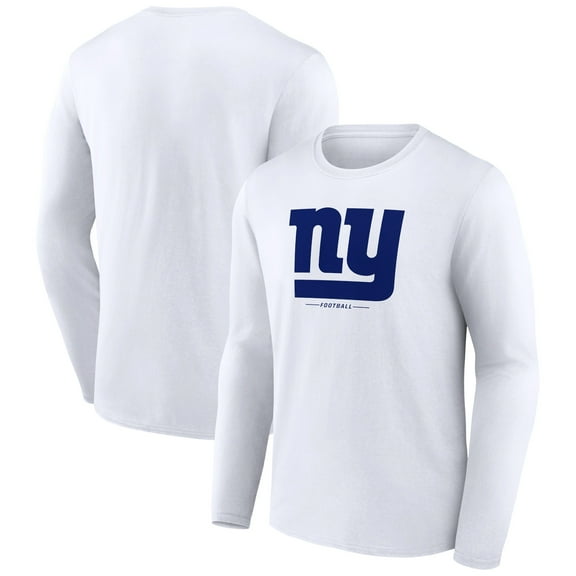 Men's White New York Giants Logo Team Lockup Long Sleeve T-Shirt