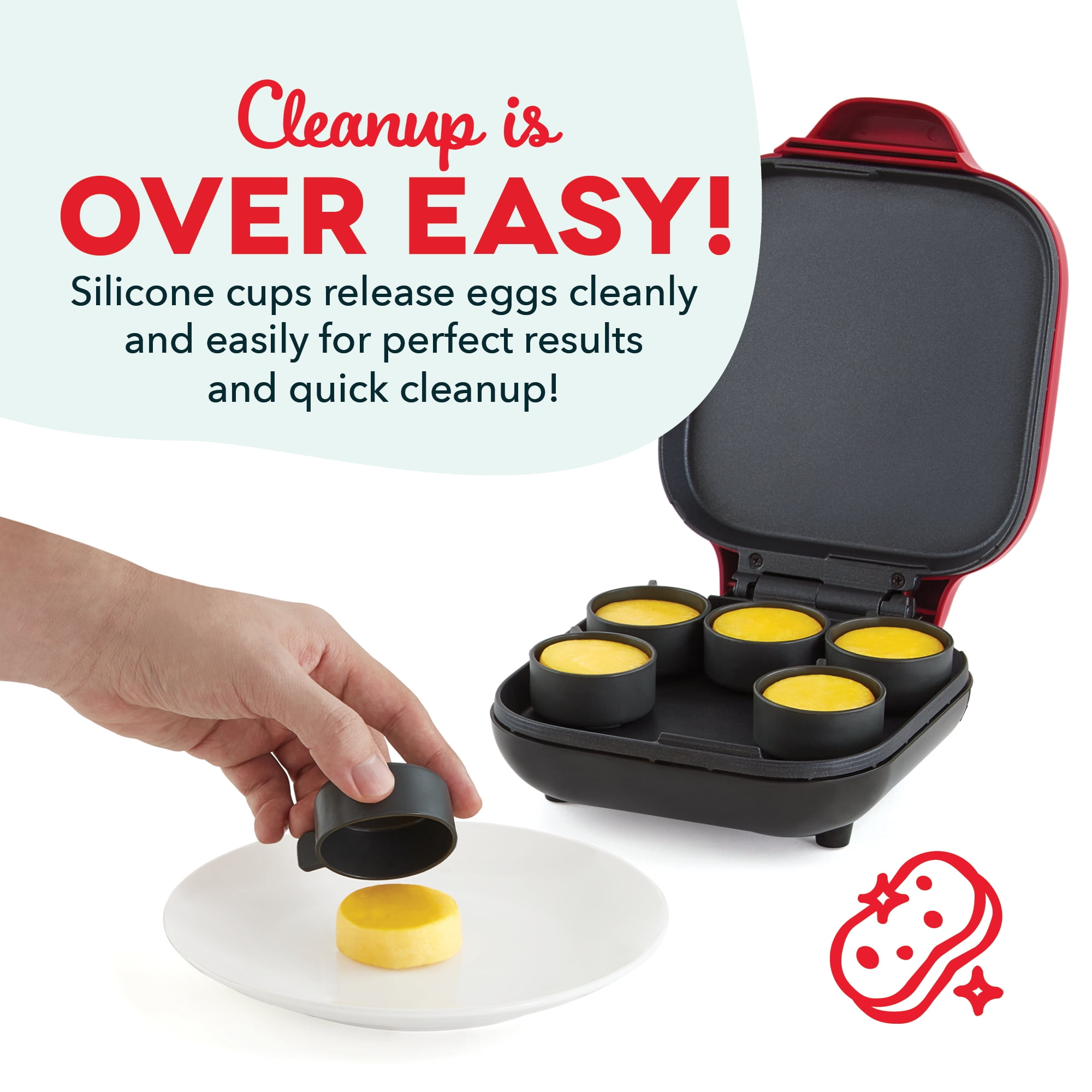 Dash Deluxe Sous Vide Style Egg Bite Maker with Silicone Molds for Breakfast Sandwiches, Healthy Snacks or Desserts, Keto & Paleo Friendly, Makes 6 Egg Bites, Red