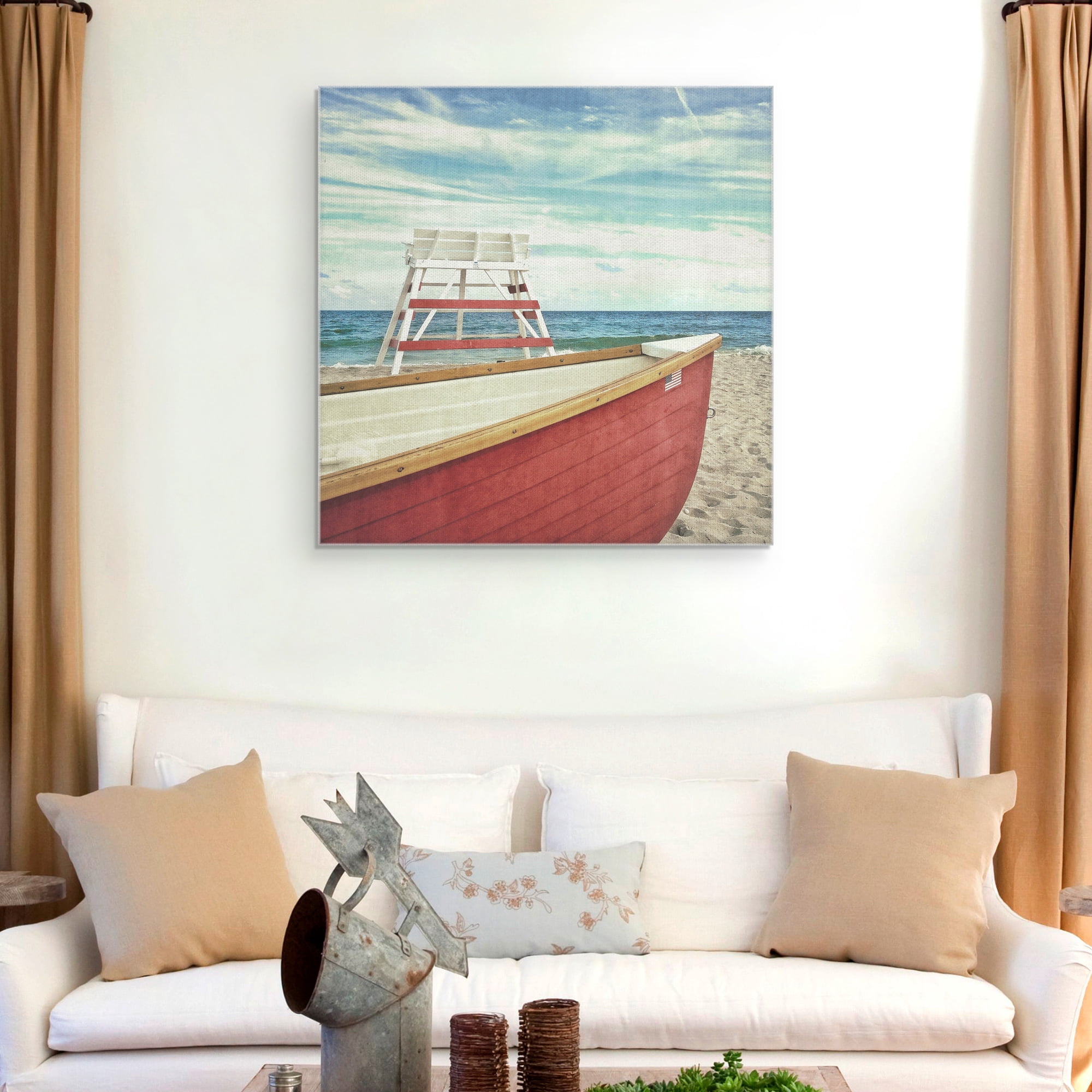 Masterpiece Art Gallery Lifeguard Off Duty by Mimi Payne Coastal Canvas Art 30" x 30"