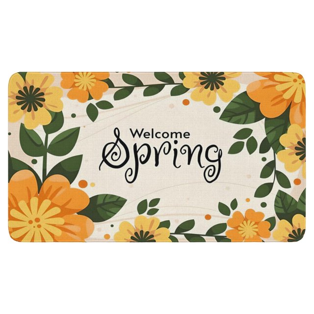 Elegantly Designed Floral Welcome Doormat Non-Slip, Reusable for Home, Kitchen, Indoor and Outdoor – Perfect Size at 17x30 Inch