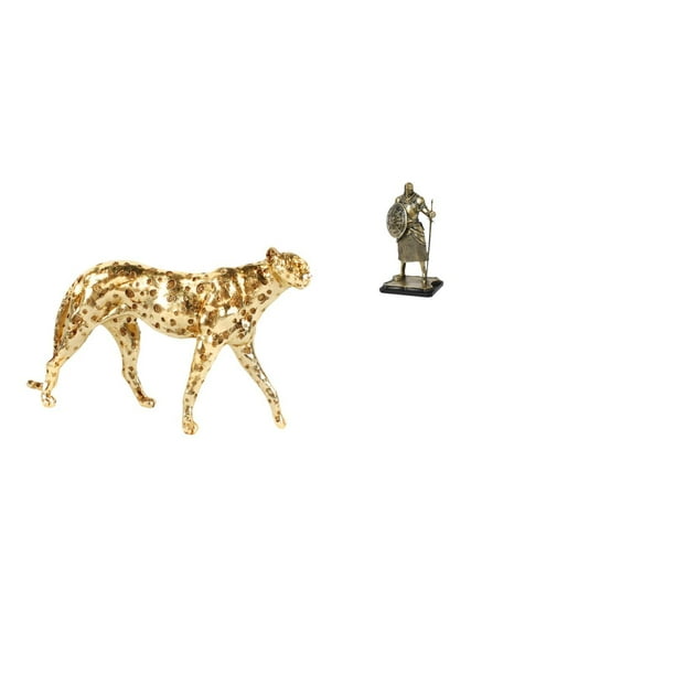 Escultura De Guepardo De Caballero Dorado, Figura Decorativa Europea, Adorno De Centro De Mesa Para Oficina, Entrada, Sala De Estar, Decoración Del Hogar