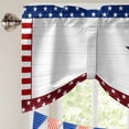 thumbnail image 5 of Independence Day Tie Up Valances Curtain, Adjustable Kitchen America White Wooden Stripes U.S. Flag Valances for Windows Decor, Rod Pocket Short Curtains Set for Bedroom/Bathroom, 42"x12", 5 of 9