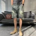 thumbnail image 5 of Pantalones vaqueros cortos para hombre, pantalones cortos de mezclilla rectos de gran tamaño para hombre, ropa de calle de lujo, botones de moda Y2k, tendencia Harajuku 2024, 5 of 5