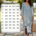 thumbnail image 6 of COEQINE Plus Size Women's Dress 3/4 Sleeve Wrap V-Neck Midi A Line Loose Fit Boho Chic Dress for Women, Comfortable Linen Look Casual Sundress, Size 2XL, Blue Tropical Flower, 6 of 6