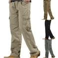 thumbnail image 1 of Styesk Pantalon pour Homme Uni Décontracté à Poches Pantalon d'Extérieur Pantalon Classique Pantalon de Travail, 1 of 5