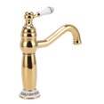 thumbnail image 5 of Grifo de lavabo de baño de latón antiguo, grifo mezclador de tocador de una sola manija con mangueras de drenaje para uso comercial en el hogar, 5 of 5