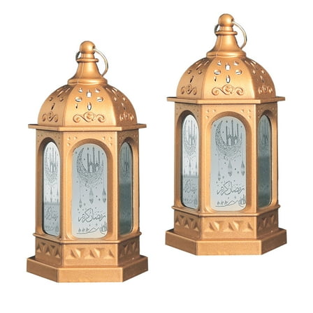 OUNONA Retro Golden Lantern for Decoration with Glass Material and Design 2Pcs