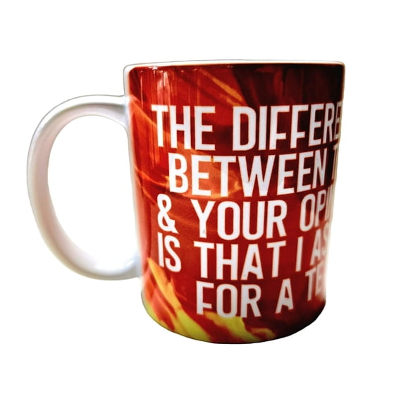 Coffee Quips 12 oz Orange Ceramic Mug - Difference Between Tea and Your Opinion
