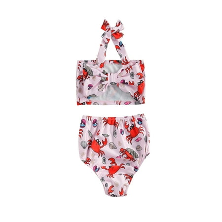 

Binwwede Infant Baby Girls Swimsuit Lace Up Floral Print Bathing Suit Kids Ruffle Flounce Halter Bikini Set 2 Piece MHX