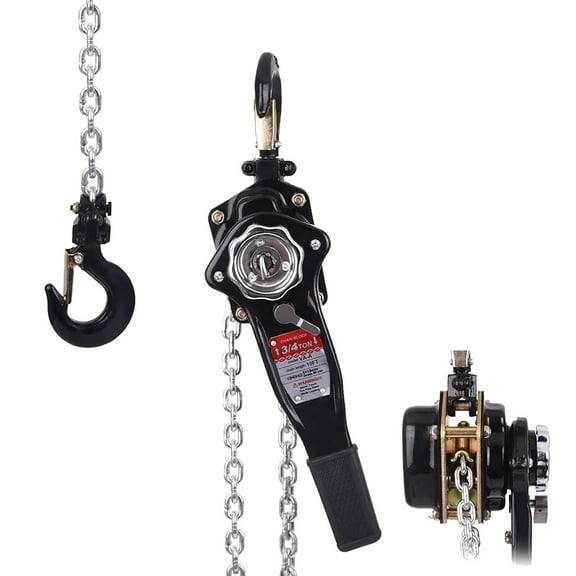 Manual Lever Chain Hoist, 1 Ton Come Along Winch, G80 Grade Chain 10ft Lifting, Auto Chain Leading Capacity Come Along for Garage Factory Dock