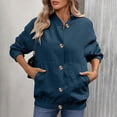 thumbnail image 2 of Yokua Corduroy Jackets for Women Button Down Bomber Jacket Stand Collared Long Sleeve Varsity Y2k Stylish Casual, 2 of 8