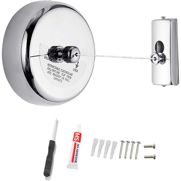 Space Saving Design Retractable Clothesline, Stainless Steel Build Ensures Heavy Duty Use And Easy To Install For Indoor Or Outdoor Locations