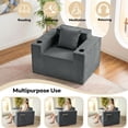 thumbnail image 4 of 41.5"Boneless Chair, Gray Single Sofa, Corduroy Cloud Sofa for Living Room, 2 Cup Holders, 2 Storage Pockets, No Assembly Required, 4 of 10