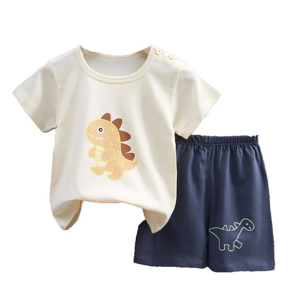Hiijoy Toddler Boys Clothes Outfits Cartoon Cute Short Sleeve T-Shirt Shorts Set Summer 2-Piece Set