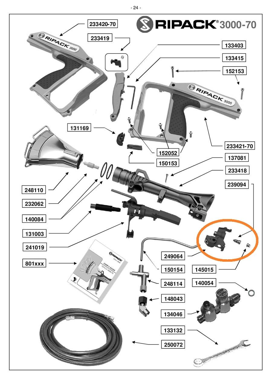 Ripack 3000 Heat Gun Jet Bearer Complete - Part #249064