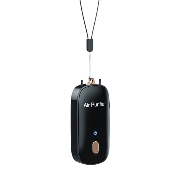 Yuarrent Ambientador electrónico recargable, collar Personal, generador de iones negativos, botón de Control, Clip trasero, eliminador de smog Electrodomésticos Negro