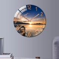 thumbnail image 2 of facefd Tempered Glass Quartz Silent Wall Clock Bedroom Decoration Sunset, 2 of 7