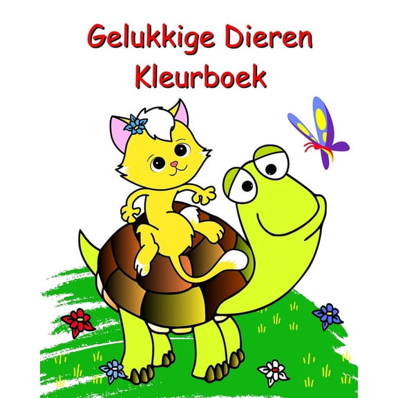 Gelukkige Dieren Kleurboek: Mooie eenvoudige kleurpagina's voor kinderen vanaf 2 jaar, (Paperback)