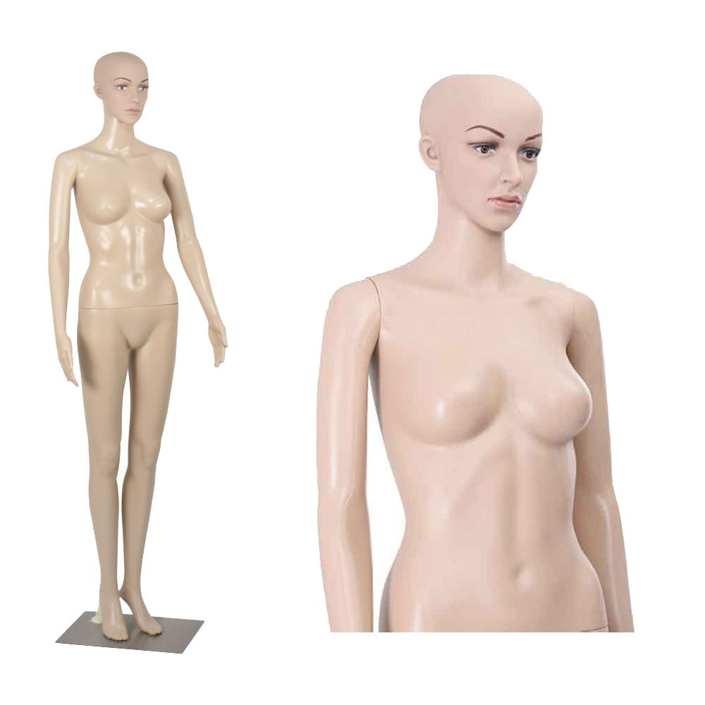 69" Female Mannequin Full Body PE Realistic Display Head Turn Dress Form w/ Base 