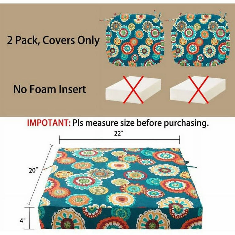 MAGPIE Indoor Outdoor 22 x 20 x 4 Patio Cushion Cover Replacement 2 Pack NO Insert Seat Cushion for Patio Garden Chair Sofa Bench Wicker Heronsbill Walmart