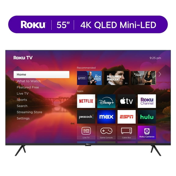 Roku Smart TV 2025 โ 55-Inch Plus Series, 4K QLED Mini-LED TV โ Roku TV with Enhanced Voice Remote