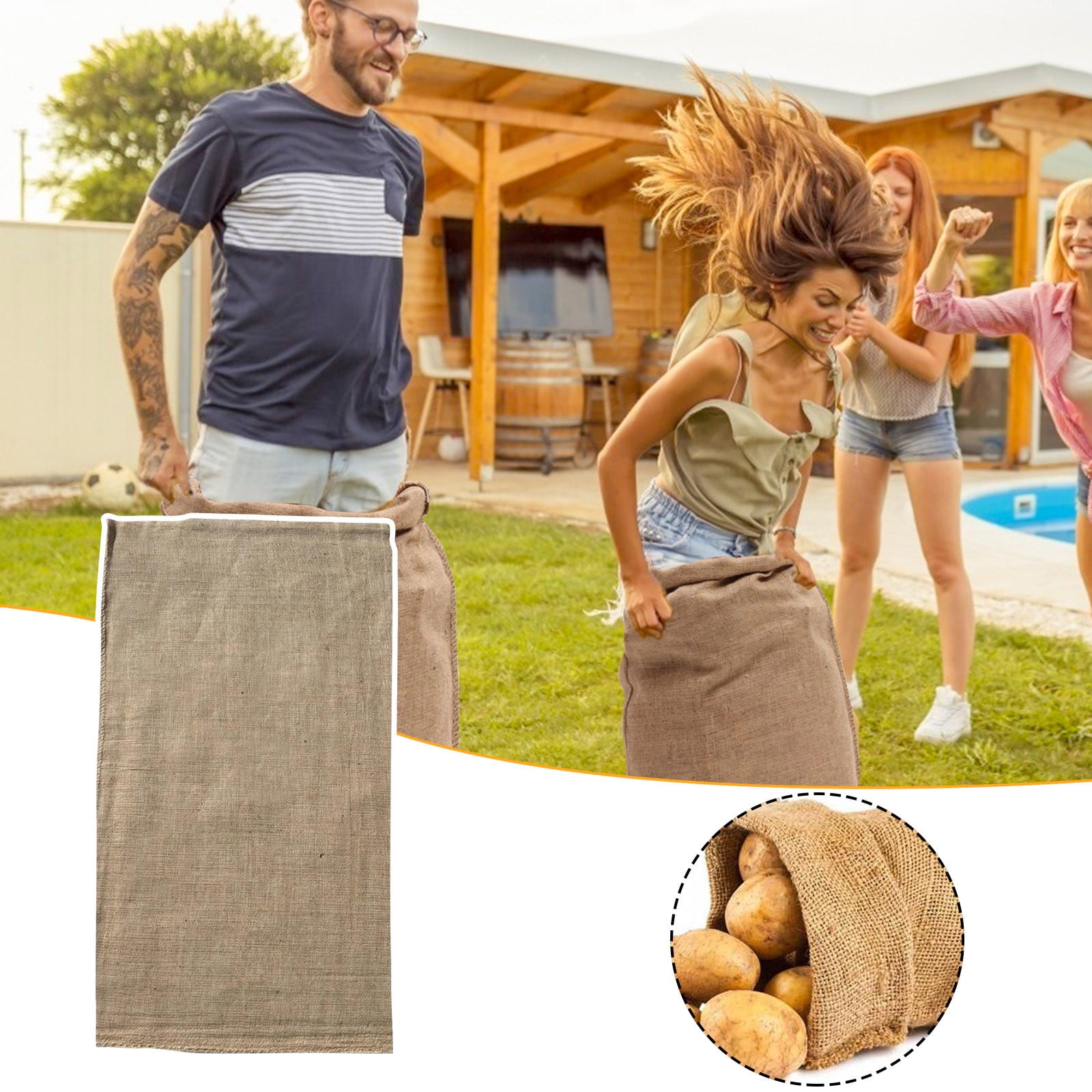 4PCS Potato Sack Race Bags Sack Race Bags for Adults and Kids Sack Race Outside Games for Adults and Family Potato Bag Game Bag Coarse Cloth Bag Outdoor Game Home Coarse Cloth Bag