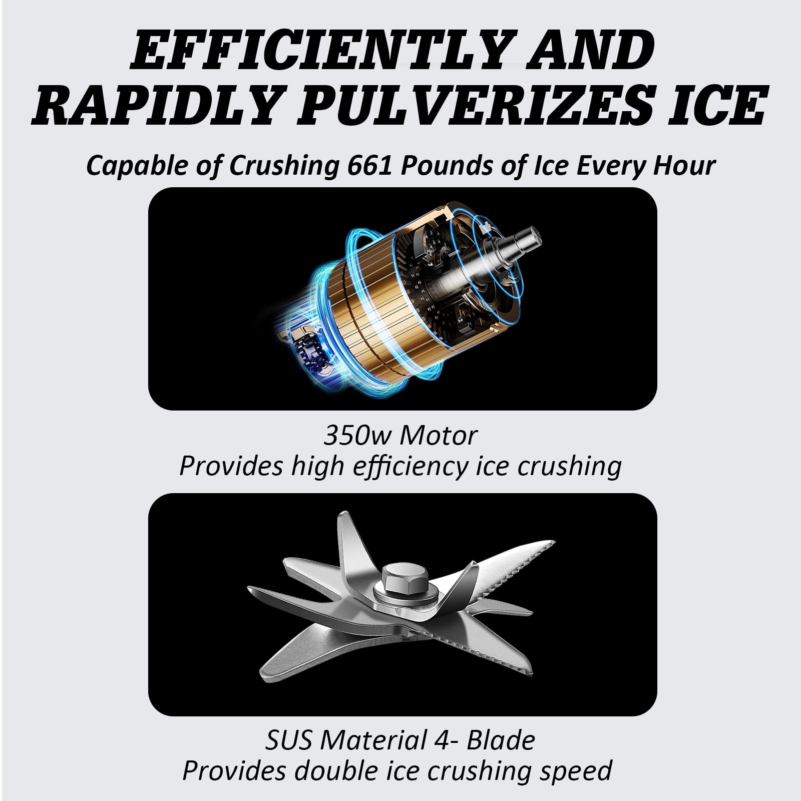 Commercial Shaved Ice Machine, 661 LBS/H 350W Electric Ice Crusher w/4 Blades & Safety On/Off Switch, Stainless Steel Snow Cone Machine with 38L Ice Storage Box for Home Restaurant Bar