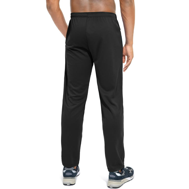 G Gradual Men's Sweatpants with Zipper Pockets Open Bottom Athletic Pants  for Men Workout, Jogging, Running, Lounge (Black, Small) 