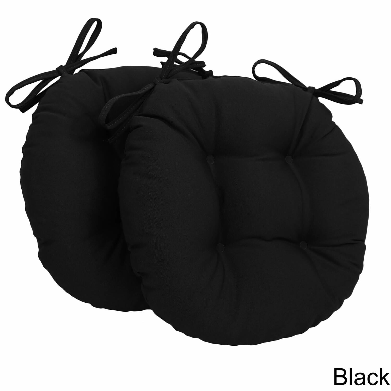 16inch Solid Twill Round Tufted Chair Cushions (Set of 2)ColorBlack