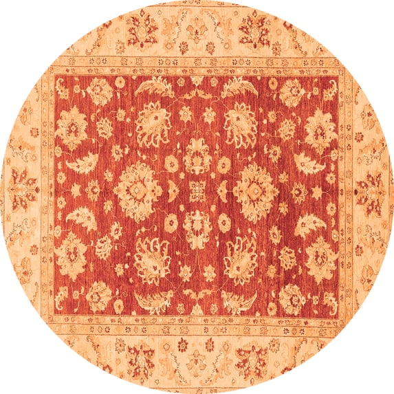 Ahgly Company Indoor Round Oriental Orange Traditional Area Rugs, 6' Round